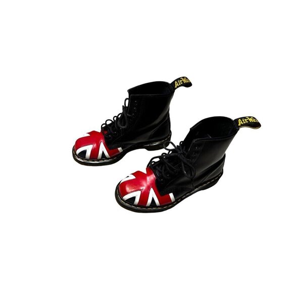 Dr. Martens Union Jack British Flag Black Leather Boots UK 6 US 7.0M 8.0 W EU39 - Picture 2 of 9
